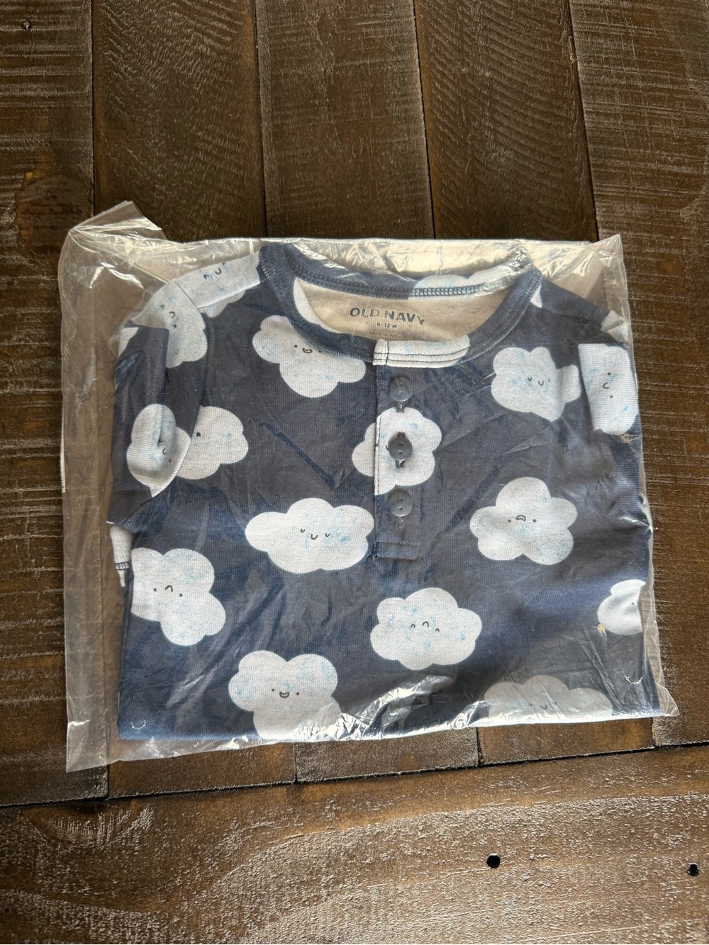 Old Navy Navy Blue Baby Bodysuit with White Cloud Print